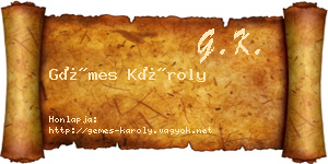 Gémes Károly névjegykártya