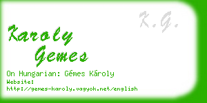 karoly gemes business card